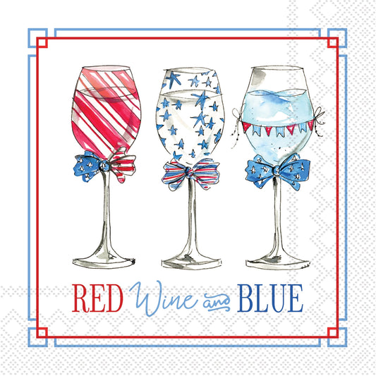 Red, Wine & Blue Cocktail Napkins – 20 Count