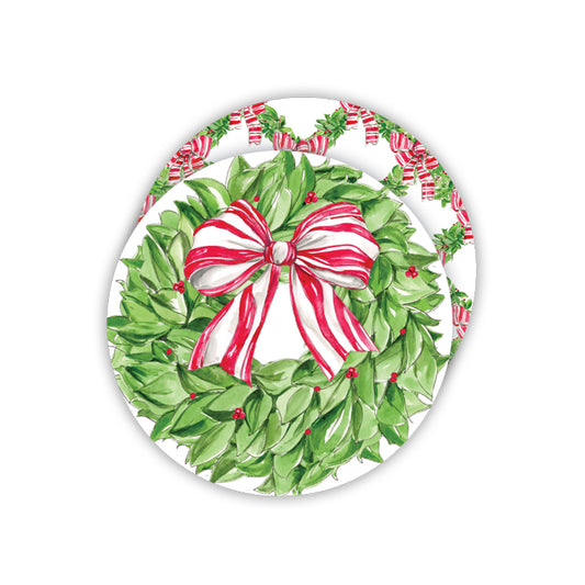 Christmas Wreath Round Coasters — Set of 20
