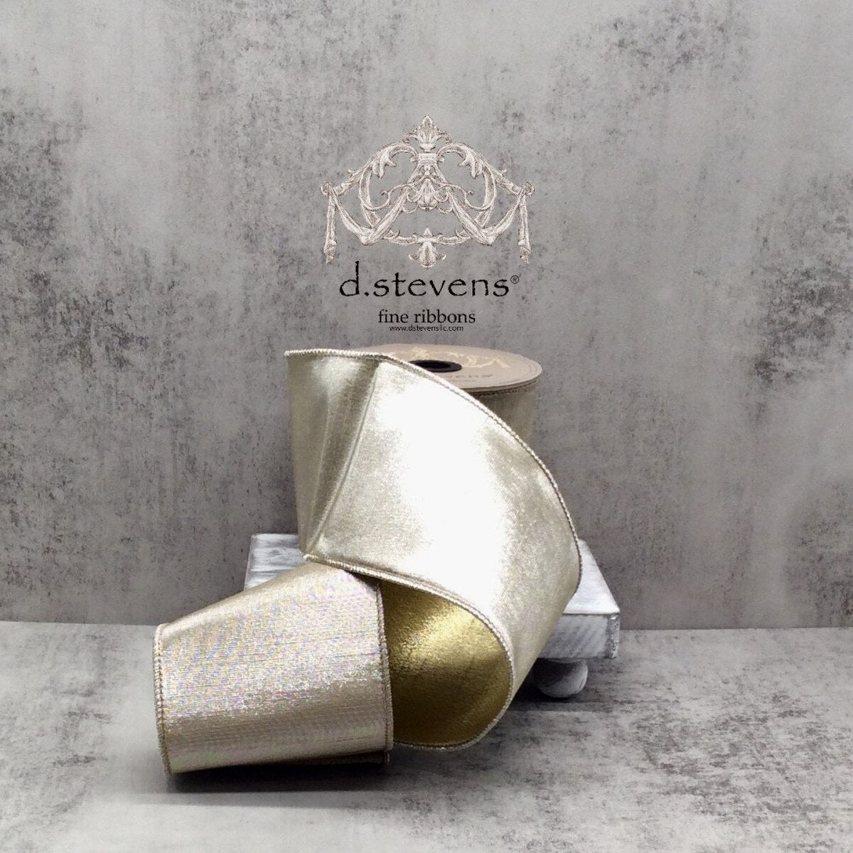 D. Stevens 4" x 10yds Double Sided Metallic Dupion – Platinum Light Gold