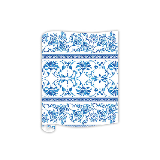 Blue Chinoiserie Stripe Paper Table Runner – 20 sq ft (12" x 20')