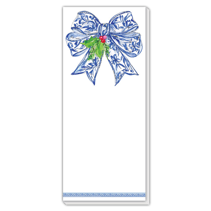 Blue Chinoiserie Bow Skinny Notepad