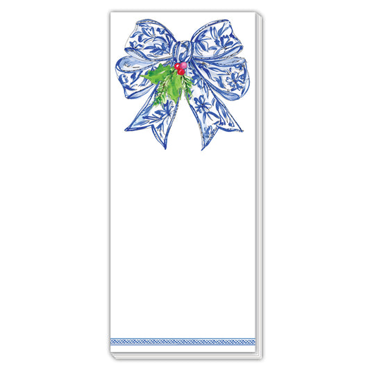 Blue Chinoiserie Bow Skinny Notepad
