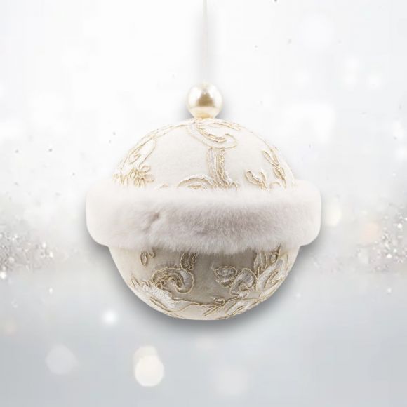 7" Round Fur Trim Ornament
