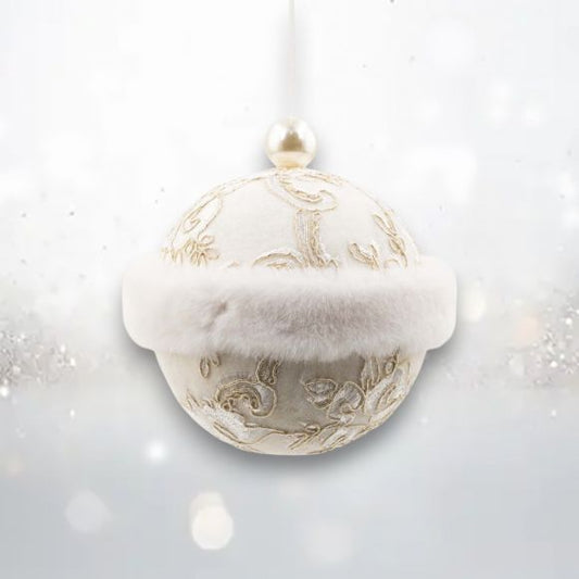 7" Round Fur Trim Ornament