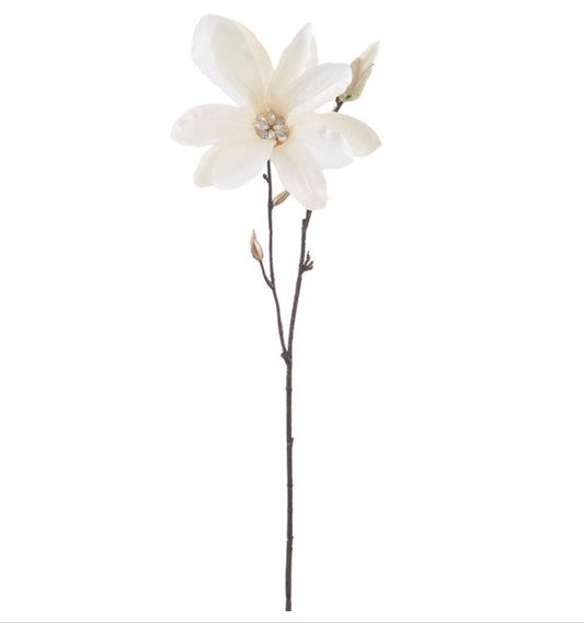 25” Diamond Velvet Magnolia Spray – Cream
