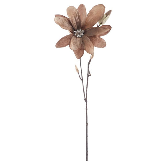 25” Diamond Velvet Magnolia Spray – Brown
