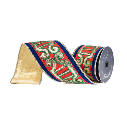 Farrisilk Velvet Sequin Nutcracker Ribbon with Metallic Back