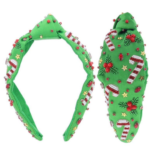 Candy Cane Beaded Christmas Headband
