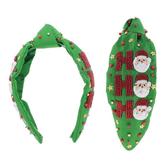 Ho Ho Ho Beaded Christmas Headband
