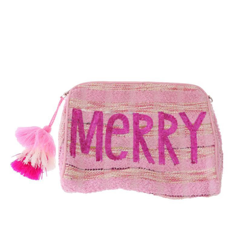 Merry Pink Sequined Pouch