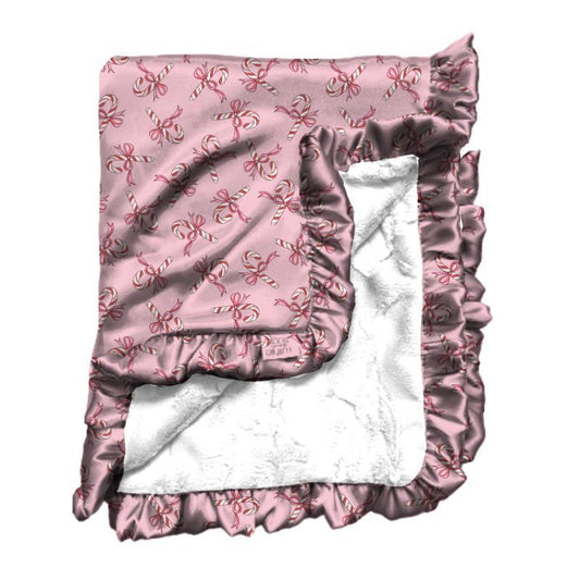 Christmas Candy Satin Ruffle Blanket