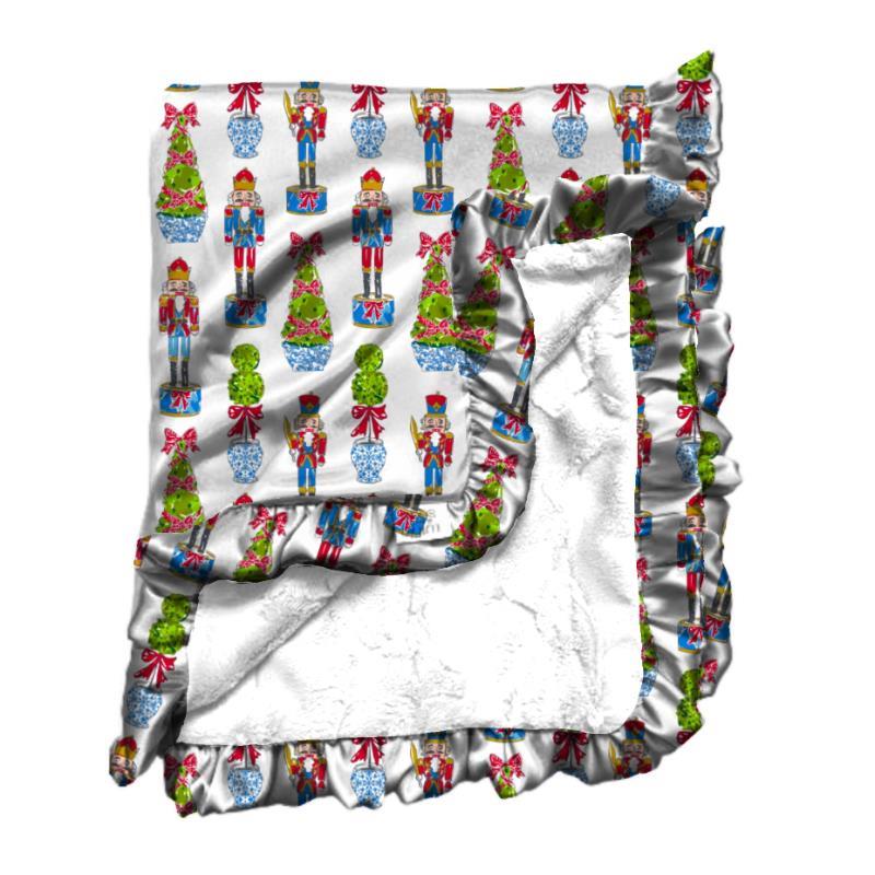 Festive Nutcracker Satin Ruffle Blanket