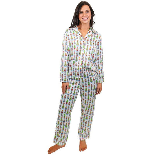 Festive Nutcracker Silky Satin Pajamas – Adult