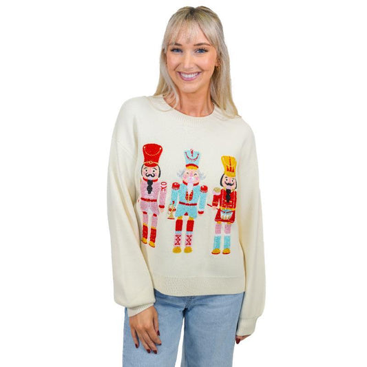 Whimsy Nutcracker Embroidered Sweater