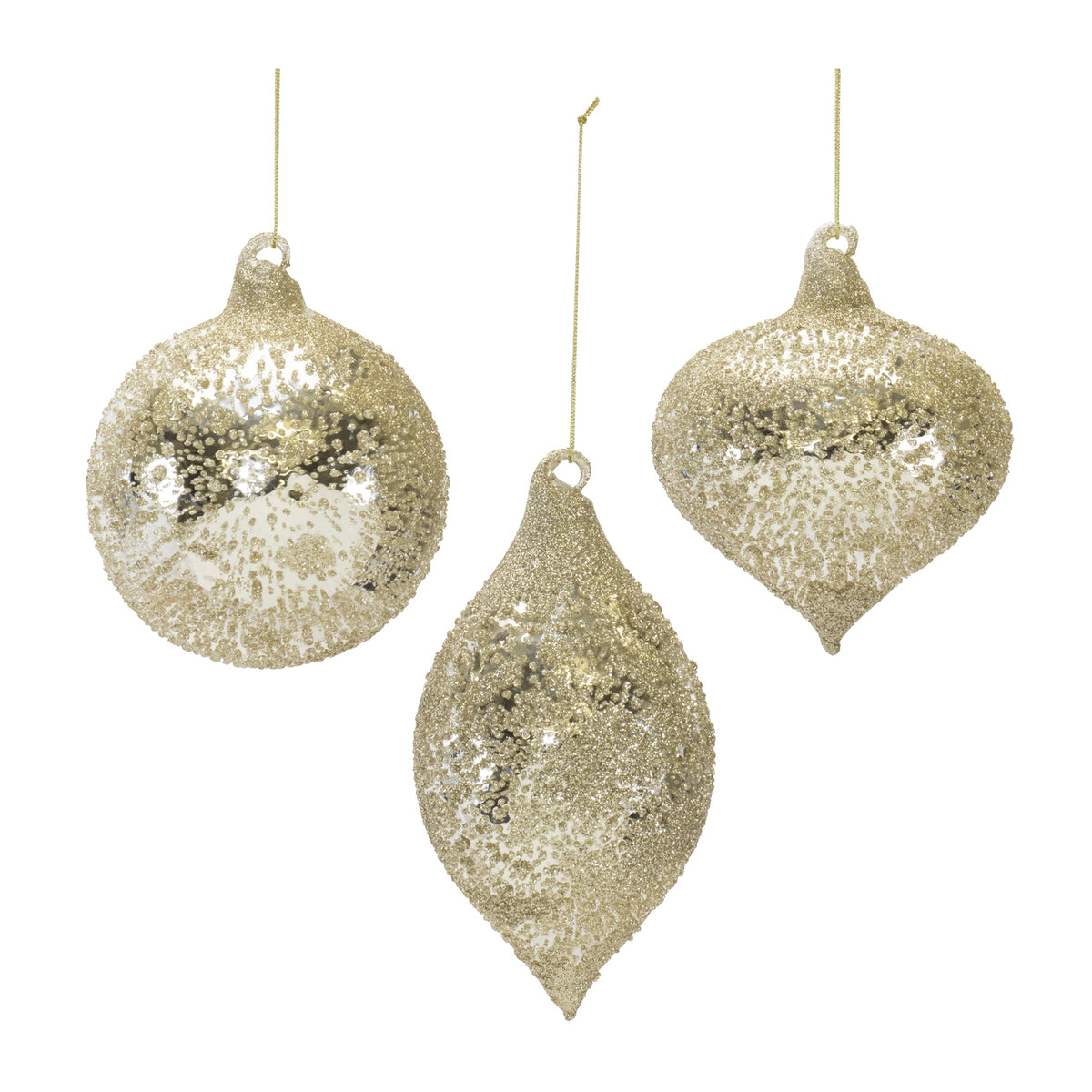 Champagne Glitter Glass Ornaments