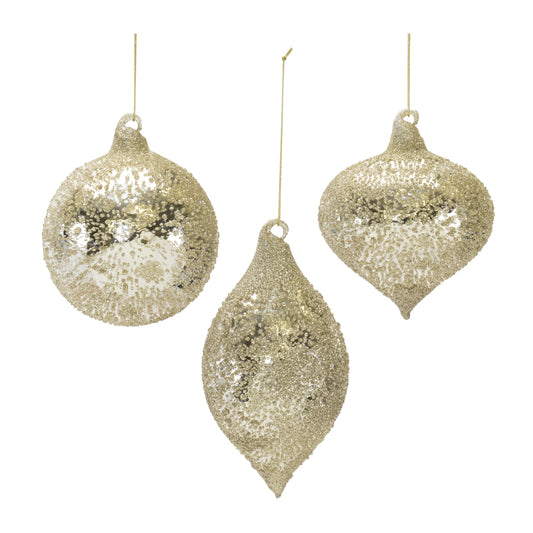Champagne Glitter Glass Ornaments