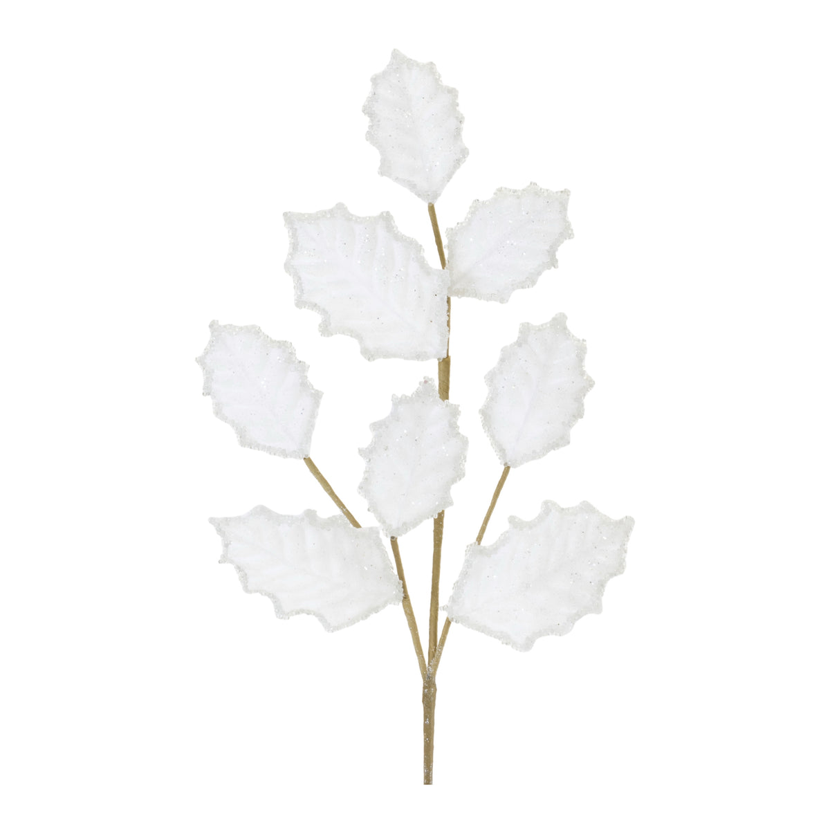 Beaded White Velvet Holly Stem – 27"