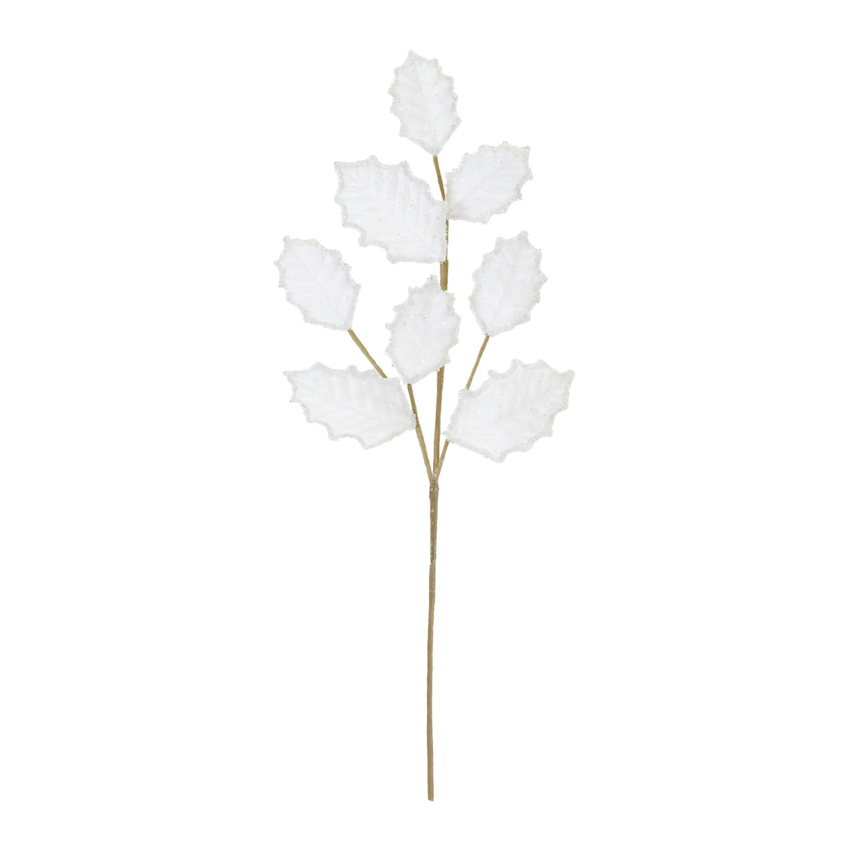 Beaded White Velvet Holly Stem – 27"