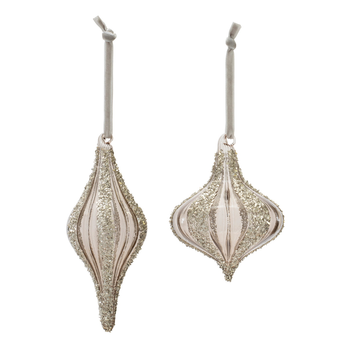 Smoky Glass Finial & Onion Ornaments