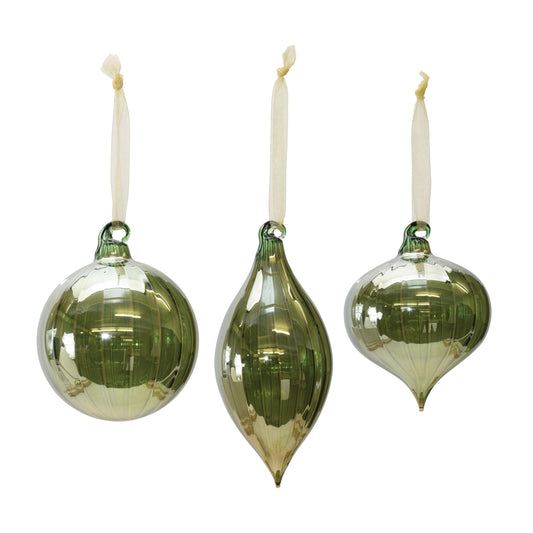 Color-Shift Green Glass Ornaments