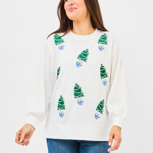 Mary Square Sequin Christmas Tree Sweatshirt – Adult