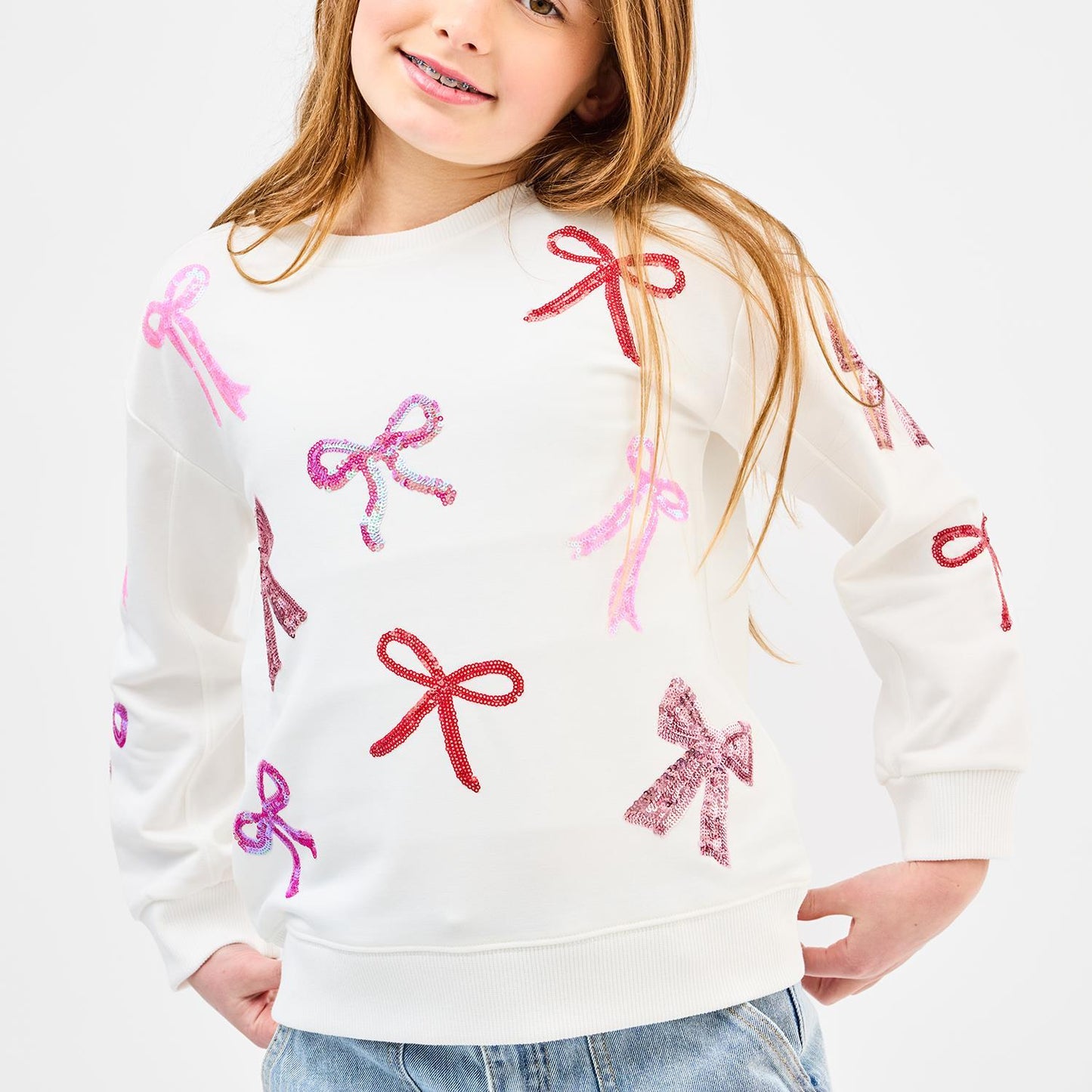 Mary Square Sequin Bow Sweatshirt – Youth