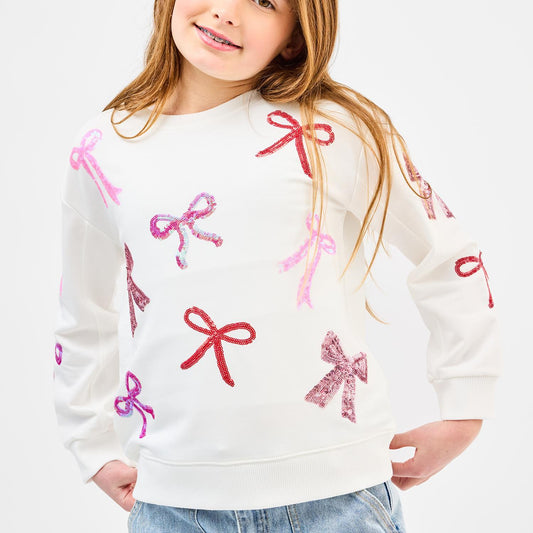 Mary Square Sequin Bow Sweatshirt – Youth