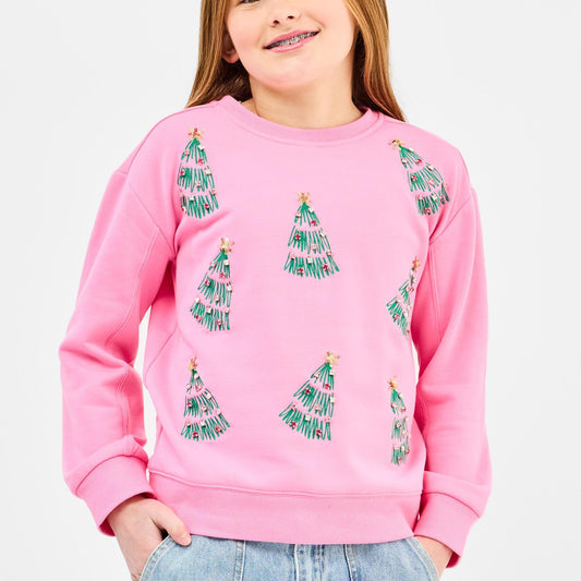 Mary Square Pink Christmas Tree Sweatshirt – Youth