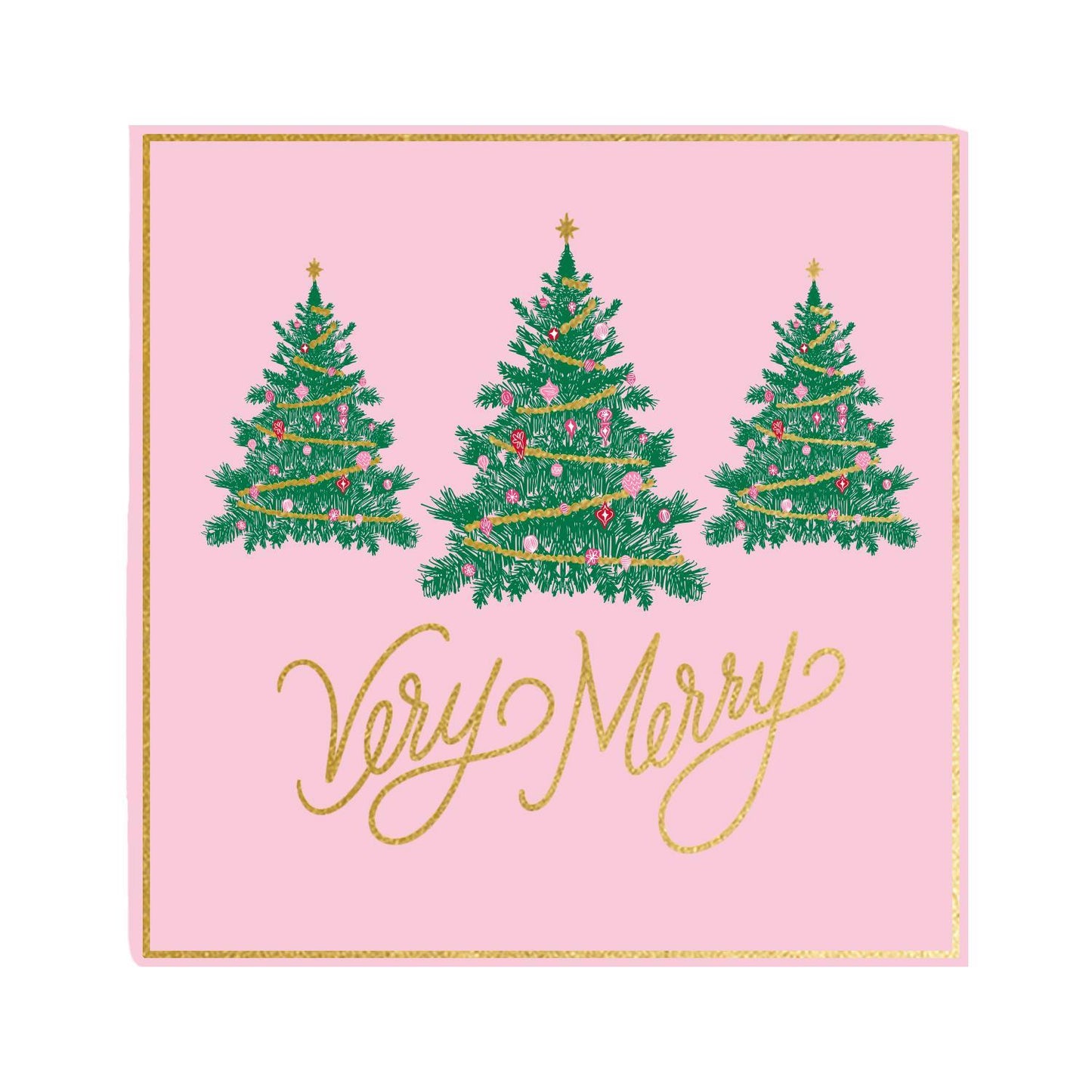“Very Merry” Christmas Tree Cocktail Napkins | Set of 20