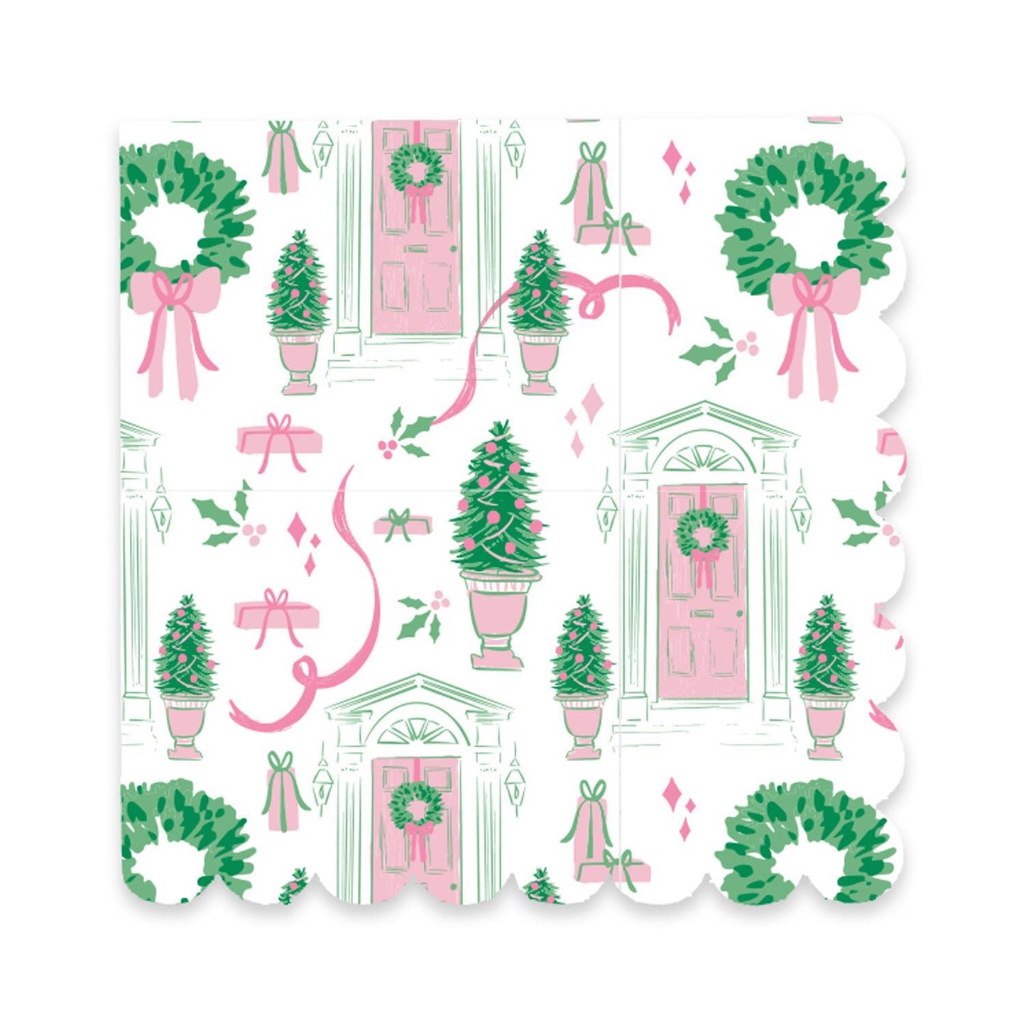 Pink Front Door Christmas Cocktail Napkins | Set of 20