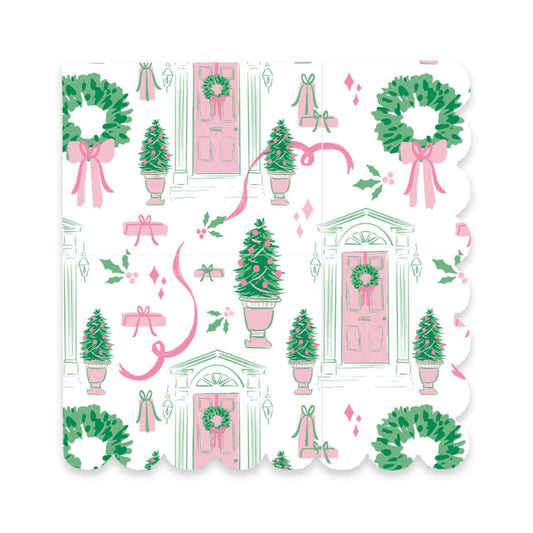 Pink Front Door Christmas Cocktail Napkins | Set of 20