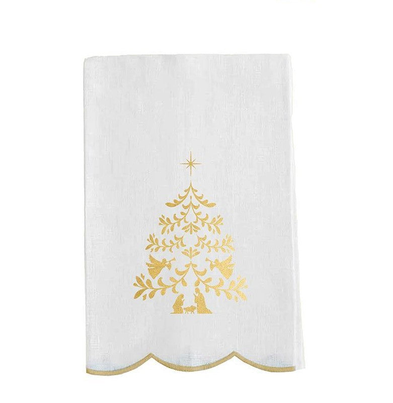Mary Square | Embroidered Nativity Tree Tea Towel