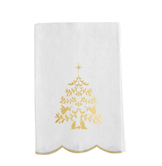 Mary Square | Embroidered Nativity Tree Tea Towel
