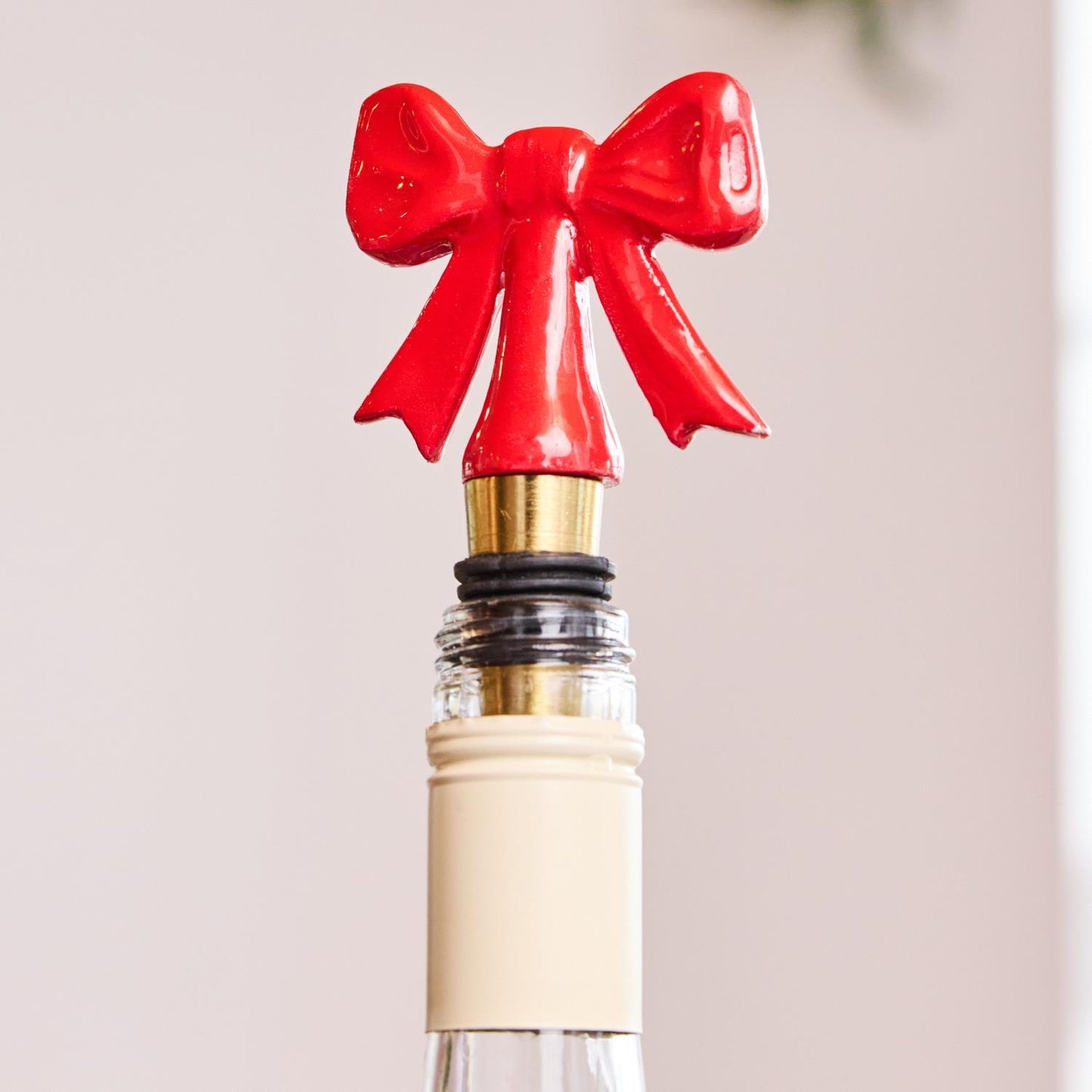 Red Bow Bottle Stopper