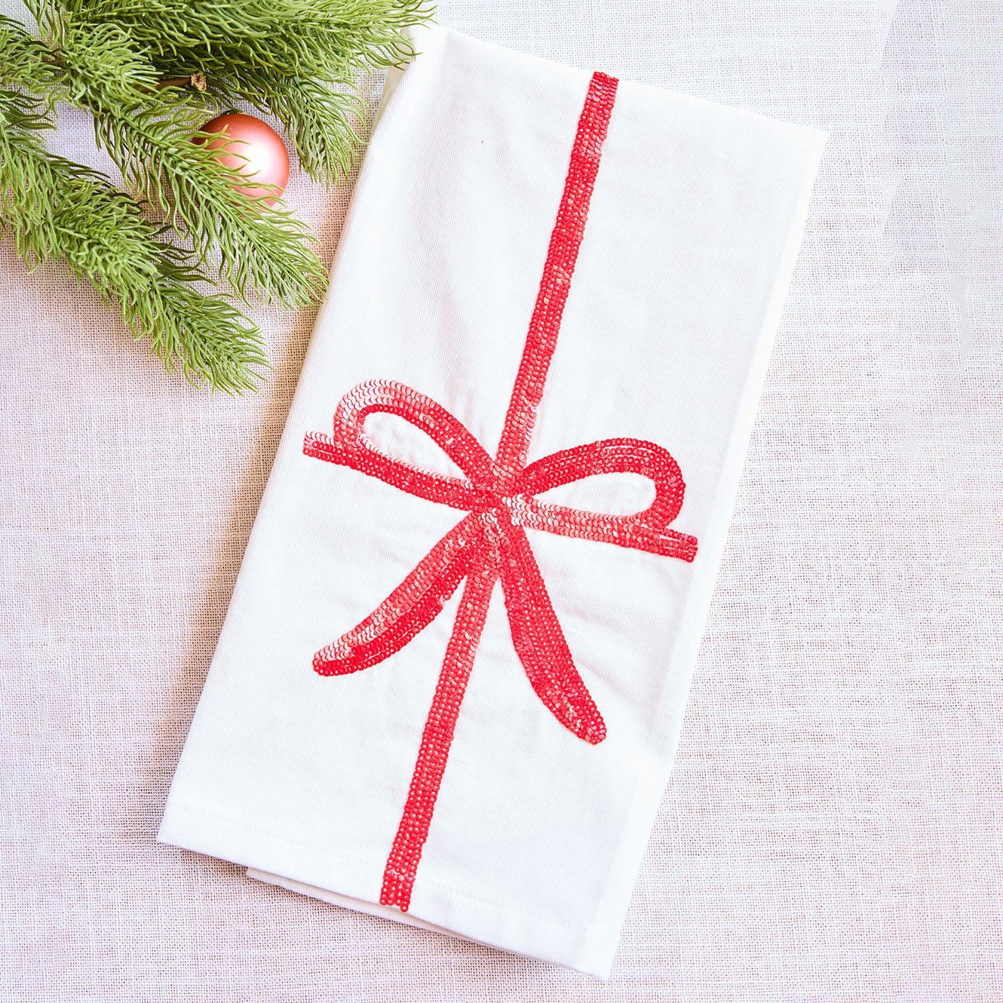 Mary Square | Sequined Bow Tea Towel