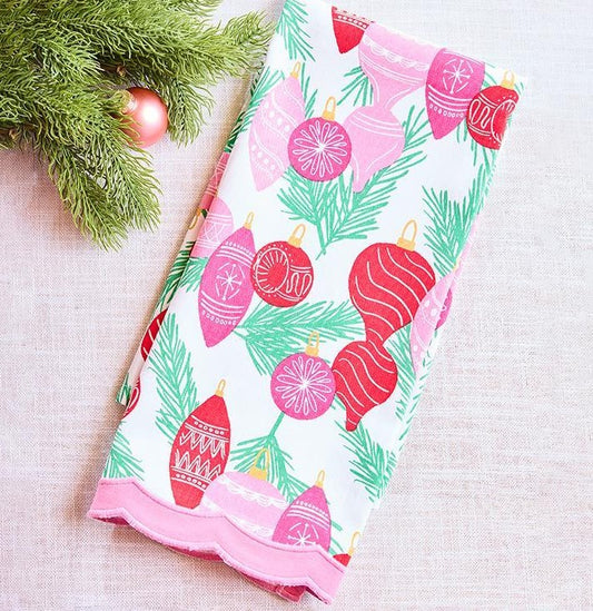 Mary Square | Pink Ornament Print Tea Towel