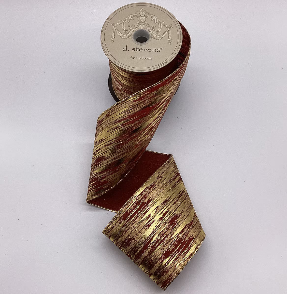 4" x 10 Yards Satin Brushed Gold Glitter Ribbon – Burgundy