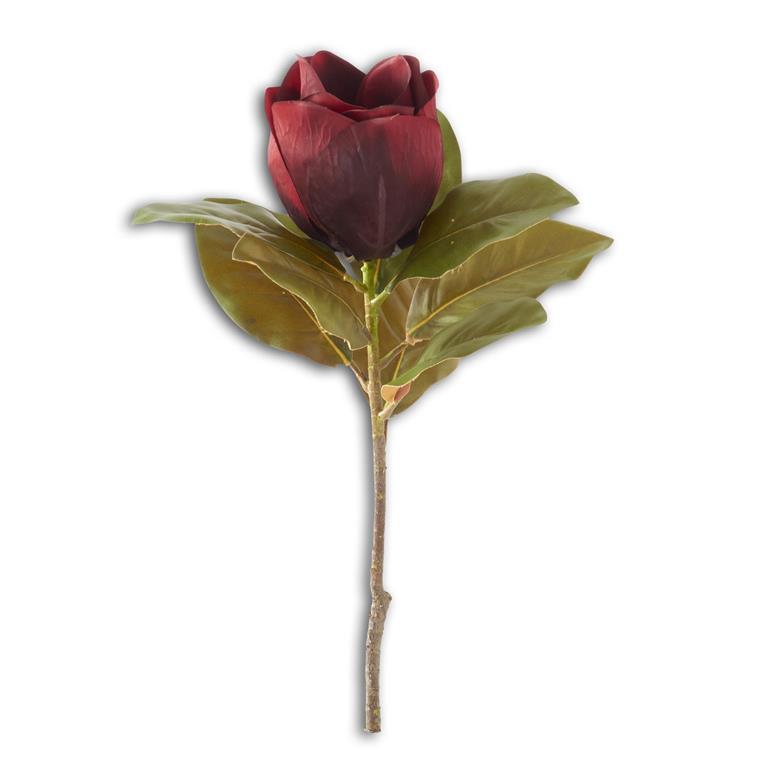 17" Burgundy Magnolia Stem
