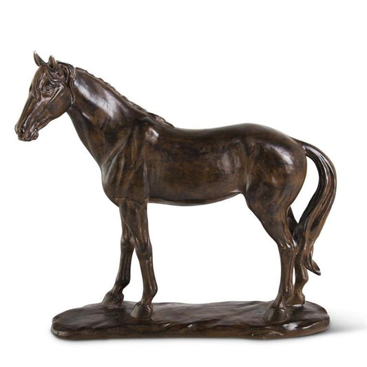 Brown Horse Figurine with Bronze Finish – 13.5"
