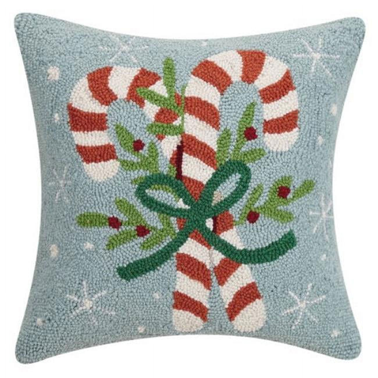 Candy Canes Hook Pillow – 16" x 16"