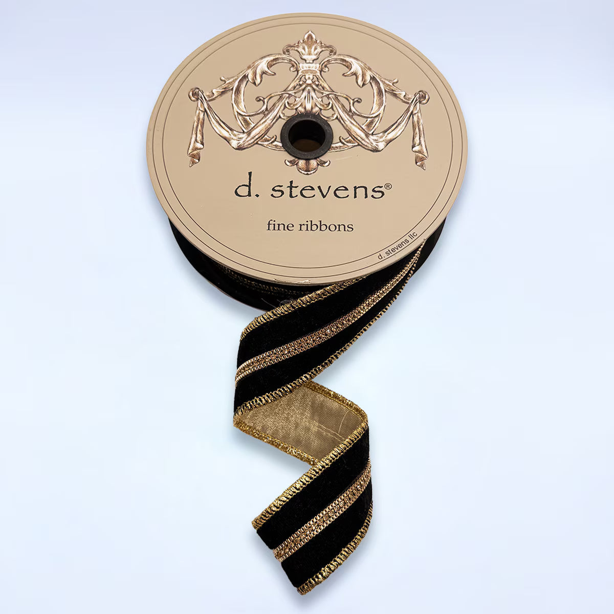 1.5" x 5 Yards Velvet Gold Bullion Edge Ribbon – Black