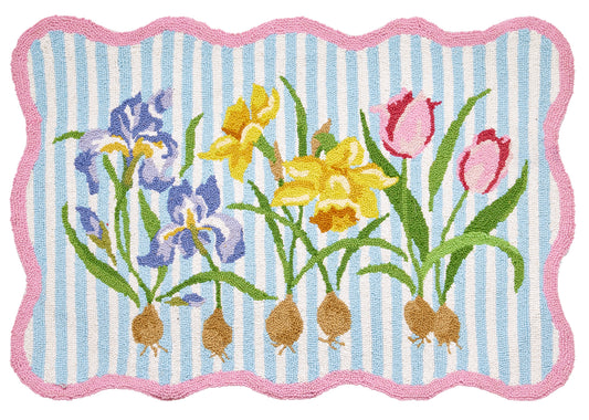 Flower Stripes Hook Rug – 2' x 3'