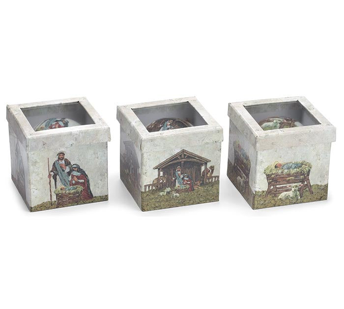 Nativity Shatterproof Ornaments in Gift Box