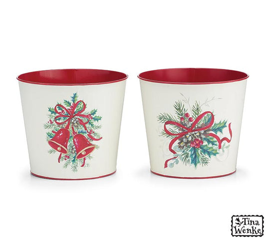 Vintage Christmas Poinsettia Pot Cover