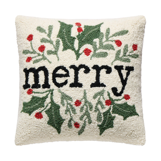 Simple Merry Foliage Hook Pillow – 16" x 16"