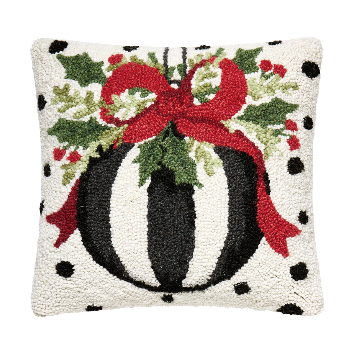 Polka Dot Christmas Ornament Hook Pillow – 14" x 14"