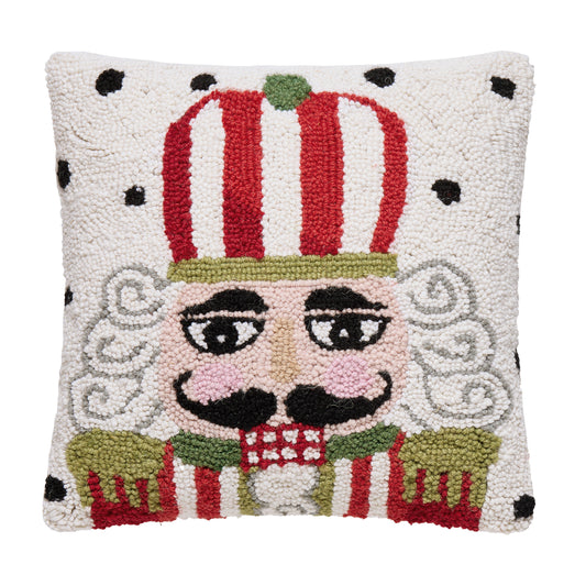 Polka Dot Nutcracker Hook Pillow – 14" x 14"