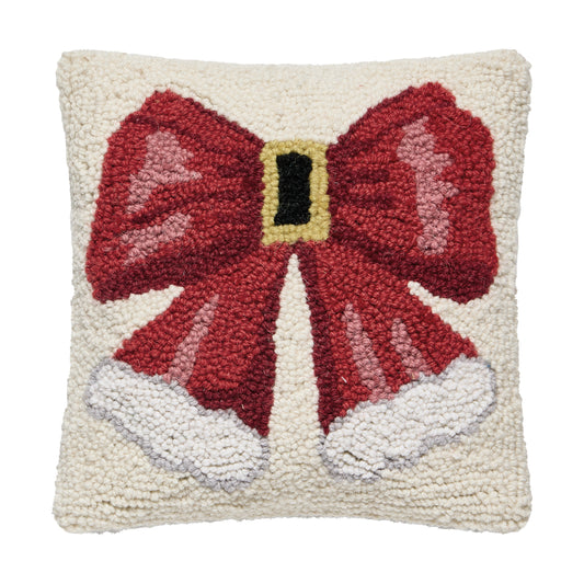 Santa Hat Bow Hook Pillow – 10" x 10"