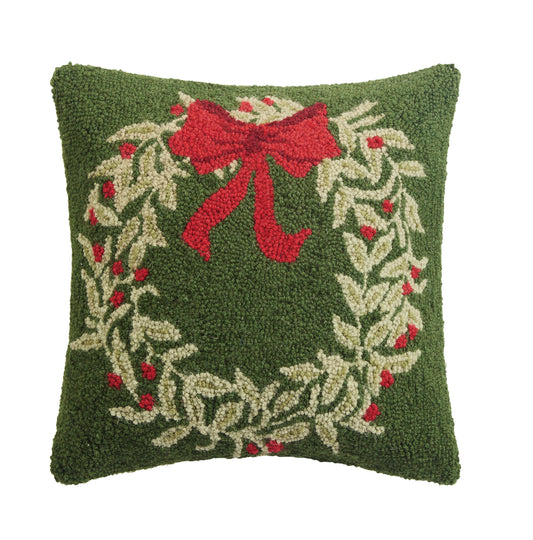 Holiday Wreath Hook Pillow – 16" x 16"