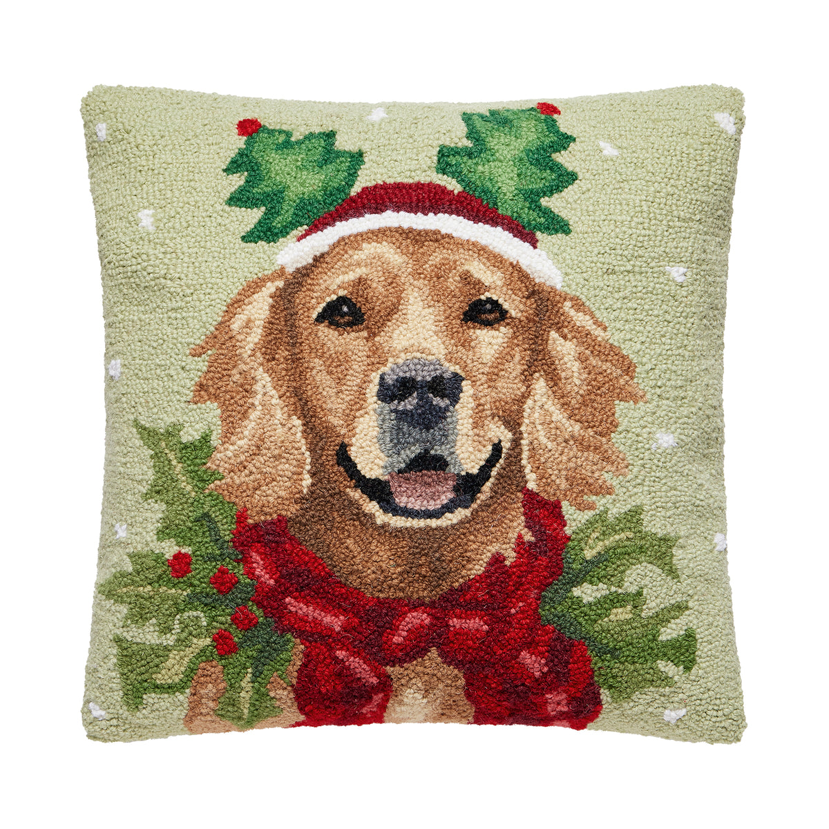Holiday Retriever Hook Pillow – 18x18